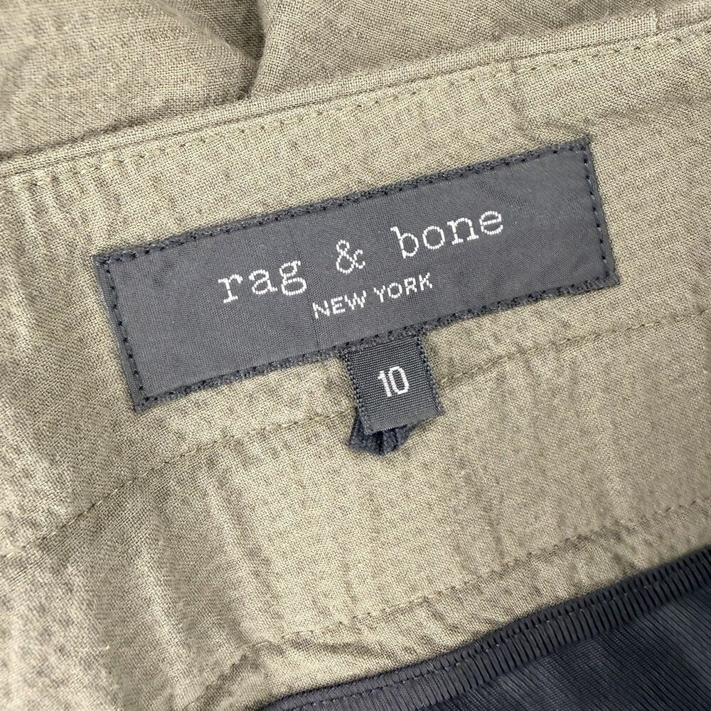 Rag & Bone Camille Seersucker Shorts Paperbag Waist Olive Green Size 10 EUC!! - Picture 4 of 6
